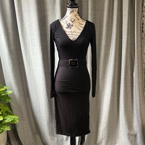 Marciano Black Long Sleeve Dress with Belt